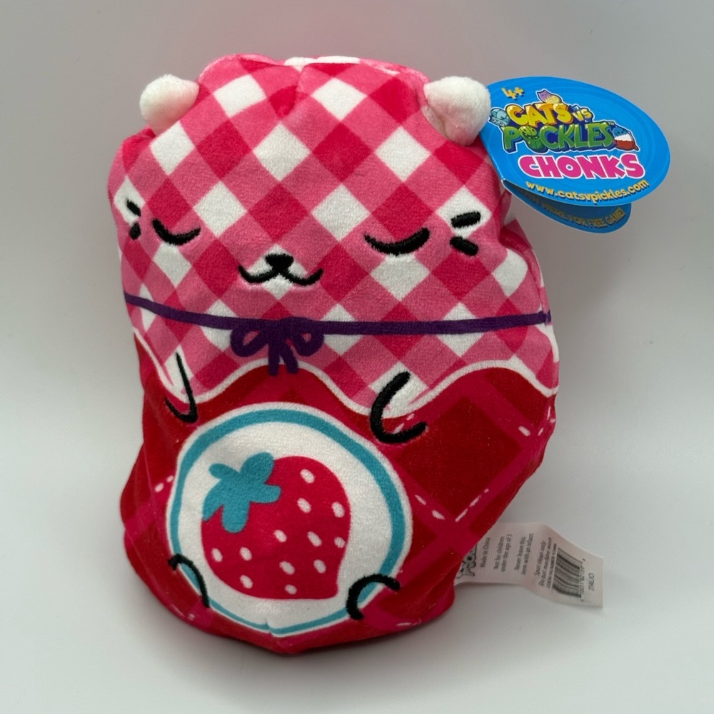 2022 Cats Vs Pickles Chonk Pawberry Jam #398 6” Red White Bean Bag Plush New